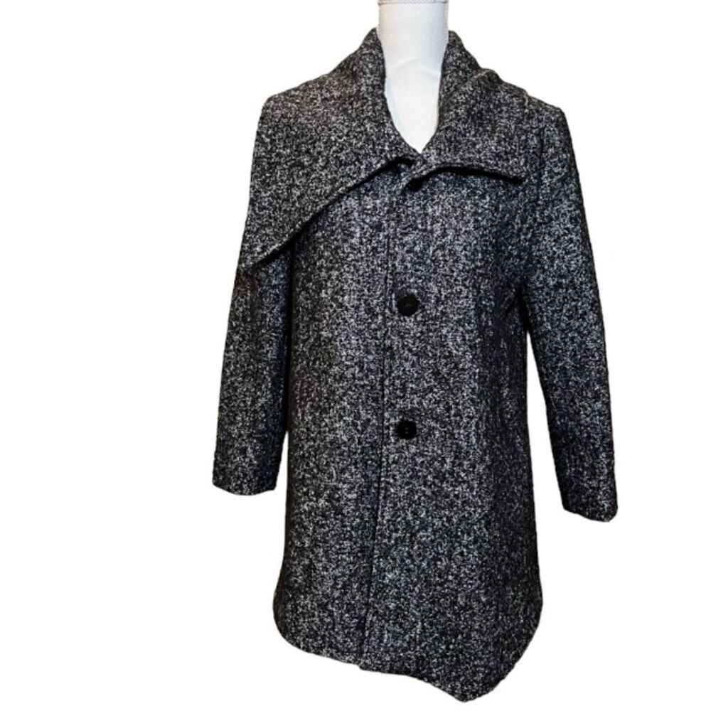 Preston & York Women's Oversized Asymmetrical‎ Wool Coat Lined Size Small